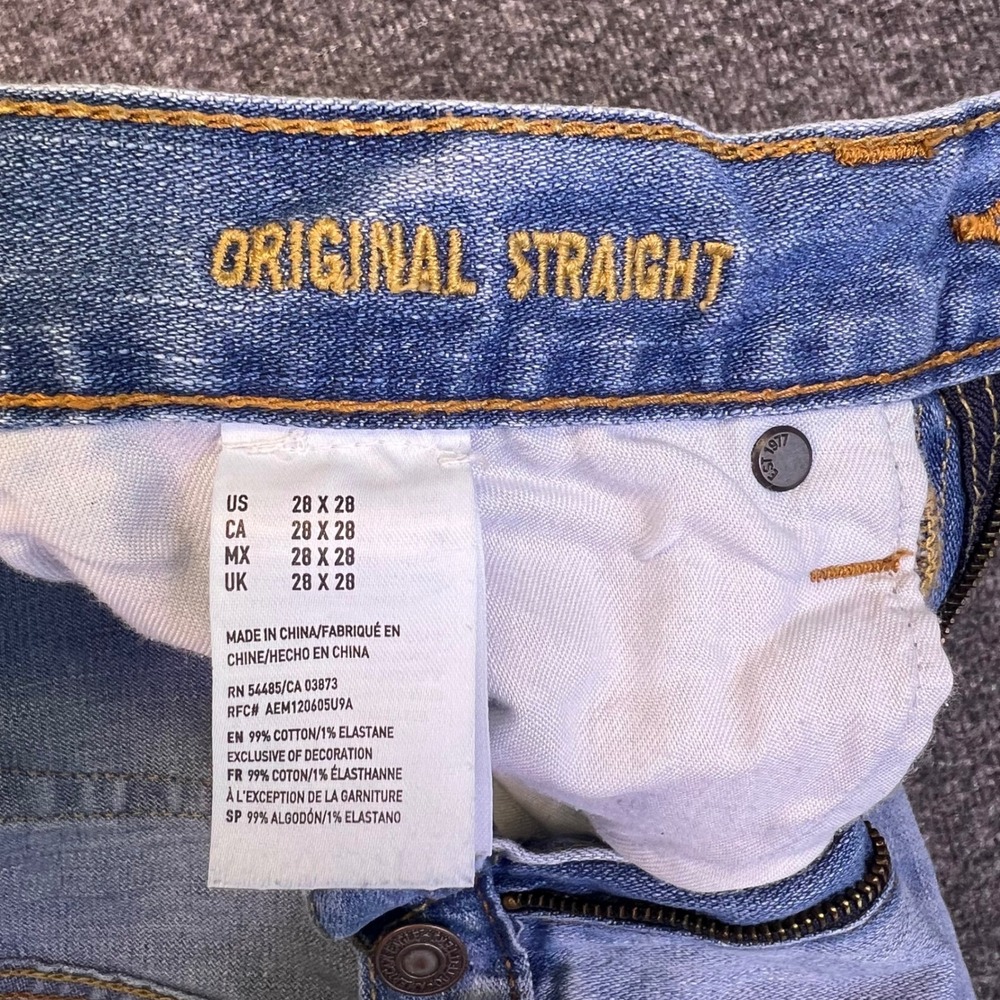 American Eagle Jeans Mens 28x26 Light Blue Straight Core Flex Classic Casual Y2K - Picture 4 of 14